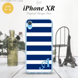 iPhoneXR iPhone XR スマホケース ソフトケース ボーダー 大 青 白 +アルファベット メンズ レディース nk-ipxr-tp796i