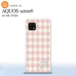 SH-54B SHG05 AQUOS sense6 スマホケース ソフトケース アーガイル ピンク グレー +アルファベット メンズ レディース nk-sens6-tp1411i
