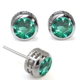 プラチナ・ピアス・クロス・ピアス・大粒・エメラルド