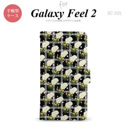 Galaxy Feel 2 手帳型 スマホ ケース カバー ギャラクシー チェック・バラ 黒【ギャラクシー フィール 2,Galaxy,Feel,2,docomo,ドコモ,メール便 送料無料】