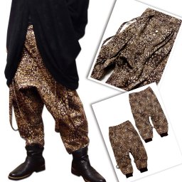 人気　サイドカーゴ・サルエルパンツ　メンズ   EVERSOUL ヒョウ柄 サルエル カーゴ デザインパンツ ドレープパンツ スウェットパンツ パンツ スウェット ブラウン 茶母の日 福袋 　  2020