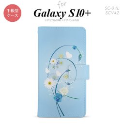 SC-04L SCV42 Galaxy S10+ 手帳型スマホケース カバー 花柄 ミックス 青 nk-004s-s10p-dr272