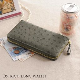 フルオープン ラウンドファスナー長財布 オーストリッチ 無双仕立て 本革 レディース 長財布 女性 見開き 手帳型 通帳 パスポート ク 春財布  クリスマス ギフト プレゼント (06000844r) アクスタポーチ 推し活ケース 定年退職 バレンタイン 成人祝い