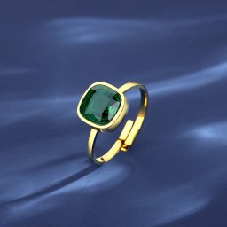 リング レディース キュービックジルコニア グリーン ステンレス イエローゴールド フリーサイズ tr21120901