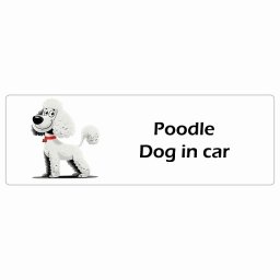 Poodle プードル Dog IN CAR カーステッカー 犬 アメリカン カートゥーン スタイル アニメ風 15x5cm 長方形 防水 屋外 屋内 ドッグオンボード デカール