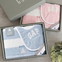 【出産祝い】『GAP』ボーダーベア ベビータオルギフト ギフトセット ギャップ　ピンク　ブルー　赤ちゃん　名入れ　名前入り　男の子　女の子　刺繍