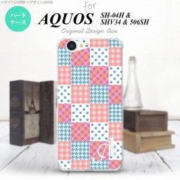 【SH04H】【スマホケース/スマホカバー】【アクオス ゼータ】SH04H スマホケース AQUOS ZETA ケース アクオス ゼータ イニシャル パッチワーク風 ピンク×水色 nk-sh04h-1062ini【メール便送料無料】