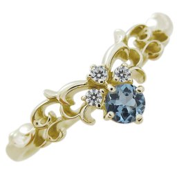 アクアマリンサンタマリア リング ピンキーリング 18金 18k ティアラリング 指輪