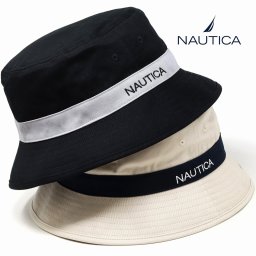 NAUTICA ハット バケットハット メンズ 帽子 ベージュ レディース 夏の帽子 ノーティカ ロゴ ブランド バケハ 色違い 黒 深め 小顔 すっぴん隠し お洒落 男女兼用 カジュアル ストリート コーデ 10代 20代 30代 ファッション 小物