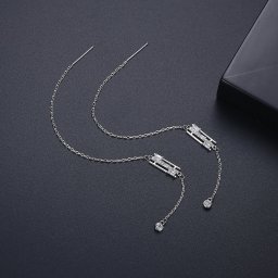 ピアス 両耳用 キュービックジルコニア ホワイト 真鍮 イエローゴールド シルバー アメリカンピアス 揺れる ゆれる ロング チェーン 上品 おしゃれ e19102830