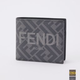 フェンディ FENDI 7M0339AJJ8 二つ折り財布 メンズ 財布 ミニ財布 小銭入れ キレカジ レザー 本革 FFロゴ プレゼント お祝い 記念 コンパクト 折財布 ギフト ブラック×グレー ブラウン×イエロー