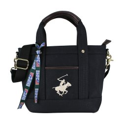 ビバリーヒルズ ポロ クラブ BEVERLY HILLS POLO CLUB 2way バッグ ハンドバッグ 斜め掛けバッグ ショルダーバッグ キャンバストートバッグXS BH1006N 171613 ブラック+ホワイト