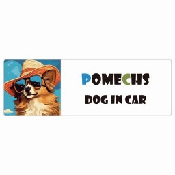 Pomechs ポメックス 犬 カーステッカー DOG IN CAR 海 麦わら帽子 サングラス 夏 20x6.7cm 長方形 防水 屋外 屋内 車ステッカー ステッカー 車 かっこいい おしゃれ かわいい バイク サインステッカー カーサイン