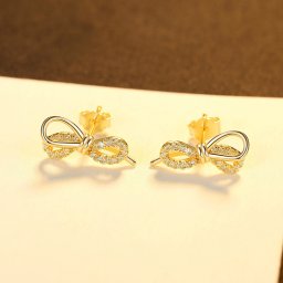 ピアス 両耳用 キュービックジルコニア ホワイト シルバー925 イエローゴールド シルバー 人気 スタッド メレ 上品 エレガント 可愛い かわいい モチーフ リボン pe0321