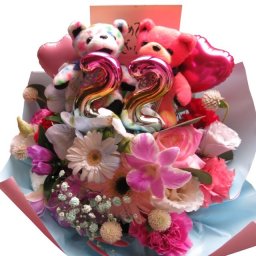 22周年お祝い 結婚記念日 誕生日プレゼント ビーンベアー フラワーアレンジメント ご希望数字入り （２ケタまで）記念日 おまかせで安心 デザイナーにおまかせ 生花使用