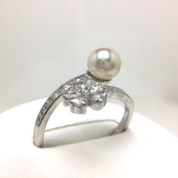 真珠 リング パール アコヤ真珠 フリーサイズ 5.５-6.0mm ホワイトピンク シルバー ジルコン 63064 イソワパール