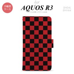 SH-04L/SHV44 AQUOS R3 手帳型スマホケース カバー スクエア 黒 赤  nk-004s-r3-dr763