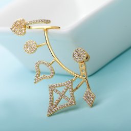 ピアス 片耳用 キュービックジルコニア ホワイト 真鍮 イエローゴールド シルバー ブラック スタッド おしゃれ 耳たぶに沿うピアス ユニーク e16072301