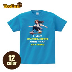 【Tシャツ 半袖 】088 スケボー スケートボード ストリート 萌 萌え 美少女 かわいい アニメ キャラ リンクコーデ オリジナル デザイン メンズ レディース キッズ [ 5.6オンス 厚手 綿100% 豊富なカラー 長持ち 肌触り良い 天然素材 敏感肌] コットン 白 黒 アウトドア 人気