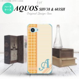 【SHV38】【スマホケース/スマホカバー】【アクオス セリエ ミニ】SHV38 スマホケース AQUOS SERIE mini ケース アクオス セリエ ミニ イニシャル チェック・ボーダー オレンジ nk-shv38-1602ini【メール便送料無料】