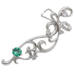 エメラルド・イヤーカフ・ピアス・唐草・ピアス