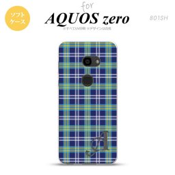 AQUOS zero アクオス ゼロ 801SH スマホケース カバー ソフトケース チェックB 青 イニシャル 対応 nk-801sh-tp438i[スマホ,スマホケース,スマホカバー,ケース,カバー,ジャケット]