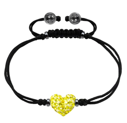 新品 Tresor Paris トレゾアパリ ブレスレット Je t'aime ジュテーム 磁鉄鉱 マグネタイト 018135 GENUINE CZECH CRYSTA Tresor クリスタル イエロー ブラック ナイロン スワロフスキーと同様の高品質クリスタル