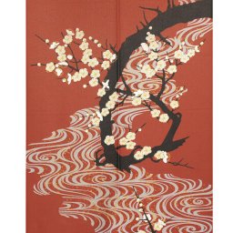 メール便送料無料 暖簾 のれん 85x150cm「流水 白梅」95134 日本製  間仕切り カーテン タペストリー 目隠し 玄関 階段 洗面所 キッチン 台所 部屋 仕切り 棚 パントリー
