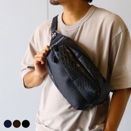 クロコダイル ボディバッグ マット加工 牛革 型押し ユニセックス ショルダーバッグ 肩掛け メンズ ワニ革 本革 小さめ お出掛け 父 男性 父の日 ギフト プレゼント (06001832-mens-1r) クリスマス 祖母 ショルダーバッグ 祖父 定年退職 バレンタイン 成人祝い