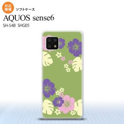 SH-54B SHG05 AQUOS sense6 スマホケース ソフトケース ハイビスカス C 緑 メンズ レディース nk-sens6-tp451