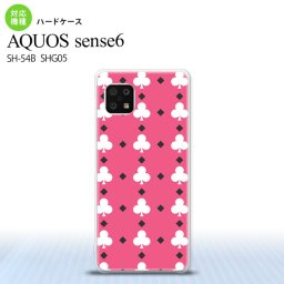 SH-54B SHG05 AQUOS sense6 スマホケース ハードケース トランプ クラブ ピンク 白 メンズ レディース nk-sens6-536