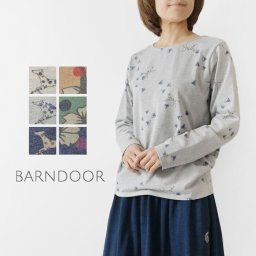 【SALE 20%OFF】【BARNDOOR バーンドア】天竺 ロングスリーブ プルオーバー カットソー / ロンT (1191155G)レディース 春 夏 長袖 北欧 フラワー 花 ドット 水玉 プリント 犬 動物 アニマル ナチュラル 服 カジュアル おしゃれ 30代 40代 50代 60代 母の日 クリスマス ギフト プレゼント