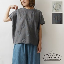 ＊【LITTLE MARKET リトルマーケット】ラベンダー プルオーバー ブラウス カットソー (s4732-600-01)レディース 春 夏 コットン フラワー ゆったり 薄手 涼しい ナチュラル 服 新作 コーディネート ナチュランド 人気 30代 40代 50代 60代