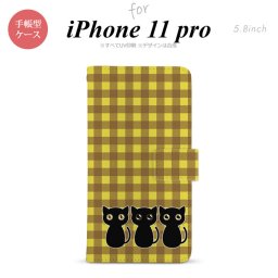 iPhone11Pro iPhone11 Pro 手帳型スマホケース カバー 猫 イラスト 黄 茶  nk-004s-i11p-dr1138