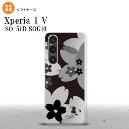 Xperia 1V Xperia 1V スマホケース 背面ケースソフトケース 花柄 サクラ C 黒 +アルファベット 2023年 6月発売 nk-xp15-tp061i