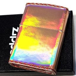 ZIPPO ピンクゴールド オーロラ 綺麗 ジッポ ライター エナメル おしゃれ レインボー 虹色 かわいい 女性 レディース メンズ ギフト プレゼント