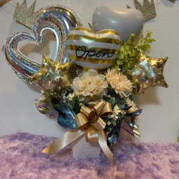OPEN卓上アレンジ 開店祝 オープン 記念日 祝電 バルーンギフト バルーン電報 豪華 おしゃれ くすみカラー　ギフト　贈り物　開店祝い　人気カラー　かわいい　美容室　ネイルサロン　病院　お祝い　あす楽