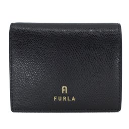 フルラ　FURLA　二つ折り財布　WP00304 ARE000　ブラック　レザー　CAMELIA S COMPACT WALLET BIFOLD COIN　カメリア S コンパクト ウォレット バイフォールド コイン
