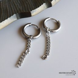 チェーンピアス レディース ドロップピアス フープピアス 女性 喜平チェーン シルバー ステンレス 両耳用 金属アレルギー対応 イヤリング