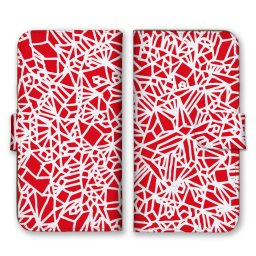 ＼全機種対応／ スマホケース 手帳型 スマホカバー 手帳タイプ スマートフォン ケース カバー パターン ランダム 柄物 レッド かわいい おしゃれ かっこいい カードホルダー付き カード収納 合皮 合成レザー