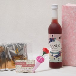 母の日 ギフトセット リキュールセット 挽き立て珈琲(ドリップパック5パック)(なつはぜふるーてぃリキュール 500ml)母の日カード お母さんありがとうカーネイション