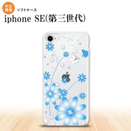 iPhoneSE 3 iPhoneSE 3 スマホケース ソフトケース 花柄 ガーベラ 水色 メンズ レディース nk-ise3-tp802