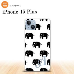 iPhone15 plus iPhone15 plus スマホケース 背面ケースソフトケース ゾウ 白 +アルファベット 2023年 9月発売 nk-i15pl-tp775i
