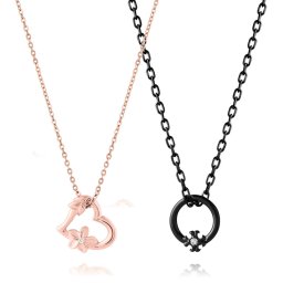 オープンハート＆リングトップ ペアネックレス リングトップ シルバー ペアアクセサリー ペア ネックレス・ペンダント ダイヤモンド 記念日 プレゼント ギフト セット シンプル フリースタイル FSP1016MBRH-1016LPG【FREE STYLE】