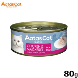 アタス Aatas キャットフード クリーミーチキン チキン＆マッカレル 80g 無添加 穀物不使用 グレインフリー 全年齢用 全猫種 トッピング 猫缶