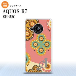 SH-52C AQUOS R7 スマホケース 背面ケースソフトケース エスニック 花柄 ピンク ベージュ +アルファベット 2022年 7月発売 nk-r7-tp1582i