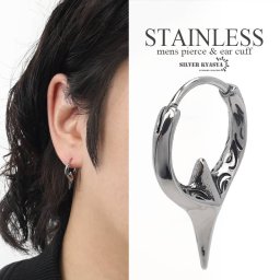ステンレス スタッズ フープピアス メンズ 鋲 イヤリング 金属アレルギー対応 片耳用1点 18G 父の日 男性