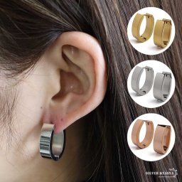 ステンレス フープピアス オーバルピアス 3色 ゴールド シルバー ローズゴールド シンプルピアス 馬蹄ピアス 楕円 メタル 両耳用2点 女性 レディース プチプラ 金属アレルギー対応 イヤリング