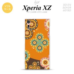 【SO01J】【スマホケース/スマホカバー】【エクスペリア XZ 】SO01J スマホケース XPERIA XZ SO-01J カバー エクスペリア XZ  エスニック花柄 オレンジ×茶 nk-so01j-tp1584【メール便送料無料】