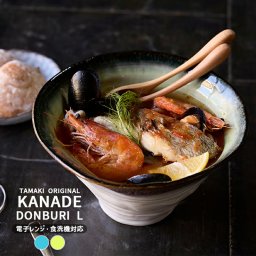 お皿 和食器 19cm TAMAKI カナデ どんぶりL｜変形皿 映え皿｜電子レンジ対応｜丼 大鉢 盛り鉢｜かわいい おしゃれ シンプル｜北欧 韓国 台湾風｜居酒屋風 ギフト 新生活 母の日